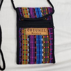Crossbody Mayan Fabric Style Eyeglasses Sunglasses Case Zippered Pocket Cozumel